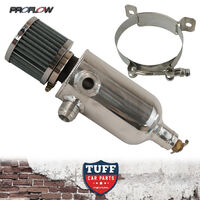 Proflow Twin Inlet 750ml Polished Oil Catch Can Tank & Breather & Drain Tap 12AN