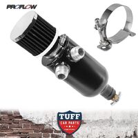 Proflow Twin Inlet 750ml Stealth Black Oil Catch Can Tank & Breather & Drain Tap
