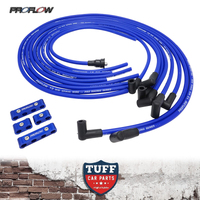 Proflow Pro Universal V8 Blue & Black Ignition Lead Set 90° Boots 10mm Spiral Core Spark Plug Leads Kit with Billet Separators