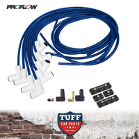 Proflow Pro Universal V8 Blue & White Ignition Lead Set, with Ceramic Coated 90° Spark Plug Boots 8mm Spiral Core with Billet Separators