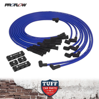 Proflow Pro Universal V8 Blue & Black Ignition Lead Set Straight Boots 8.8mm Spiral Core Spark Plug Leads Kit with Billet Separators