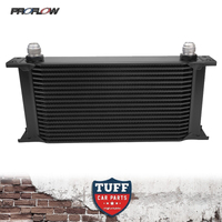 Proflow Universal Ultra Pro Engine or Transmission Oil Cooler Aluminium Black Powder Coated 19 Row Mini Version 340 x 140 x 50mm -10AN Male Fittings