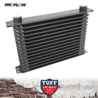Proflow Universal Ultra Pro Engine or Transmission Oil Cooler Aluminium Black Powder Coated 19 Row 340 x 270 x 50mm -10AN Male Fittings