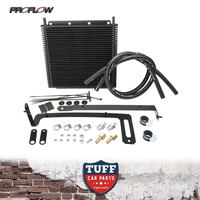 Proflow Heavy Duty Transmission Oil Cooler Kit Aluminium Black Powder Coated 280 x 255 x 19mm Core with 3/8'' Barb for BA Ford Falcon 6 Cylinder & V8