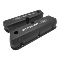 Proflow Valve Covers Tall Cast Aluminium Black with Stroker Logo for Ford Small Block 289 351 Windsor Pair