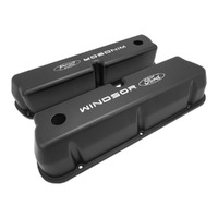 Proflow Valve Covers Tall Cast Aluminium Black with Logo for Ford Small Block 289 351 Windsor Pair