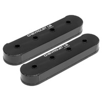 Proflow Valve Covers Tall Fabricated Aluminium Black with Logo No Coil Stands for Chevrolet LS Pair