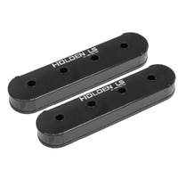 Proflow Valve Covers Tall Fabricated Aluminium Black with Logo for Holden LS Pair