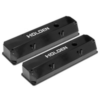 Proflow Valve Covers Tall Fabricated Aluminium Black with Logo for Holden 253 308 Pair