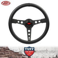 SAAS Motorsport Retro 3-Spoke Steering Wheel ADR 14" 350mm Black Leatherette White Stitching