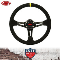 SAAS Motorsport Steering Wheel ADR 14" 350mm Black Suede 80mm Deep Dish with Position Indicator