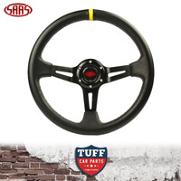 SAAS Motorsport Steering Wheel ADR 14" 350mm Black Leather 80mm Deep Dish with Position Indicator