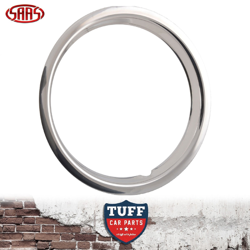 Genuine SAAS Premium 15” Triple Chrome Plated Steel Wheel Trim Ring (Single)