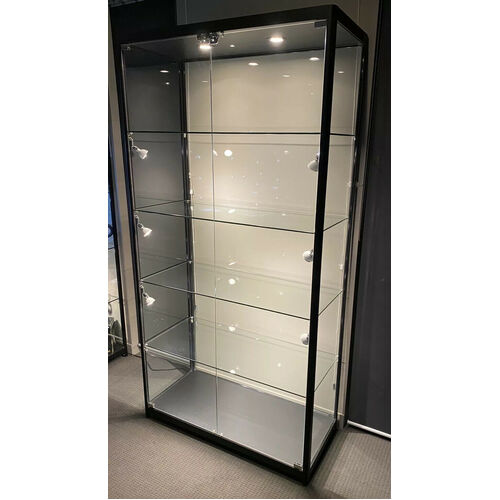 High quality new glass shop display cabinet with LED lighting - 2m x 1m x 45cm